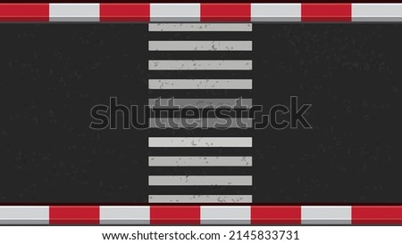Crosswalk top view on asphalt. City street with pedestrian crossing for safety walk. vector illustration. Safety driving and movement 
