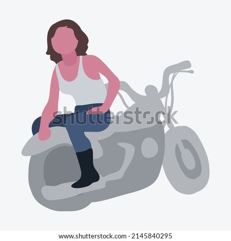 Woman biker clip art vector illustration