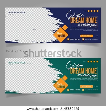 Real estate Facebook timeline cover banner, Perfect and modern home sale facebook cover banner template 