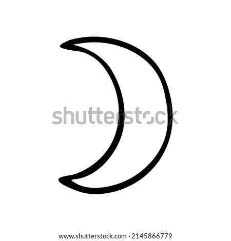 Hand drawn doodle moon. Vector half moon. Night sky element. Outline. Royalty-Free Stock Photo #2145866779