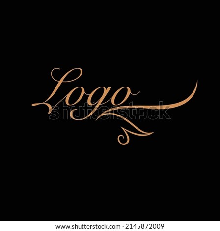 Vector logo design templates and emblems in trendy linear style in golden colors on black background for floral and natural cosmetics concepts, spa, beauty salons and for alternative purposes