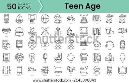 Set of teen age icons. Line art style icons bundle. vector illustration
