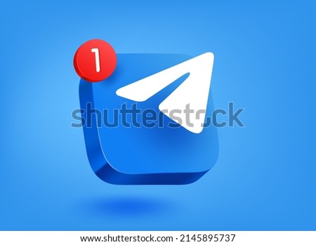 New message concept. 3d vector mobile application icon with notification Royalty-Free Stock Photo #2145895737
