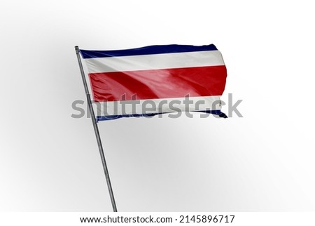 Costa Rica waving flag on a white background. - image