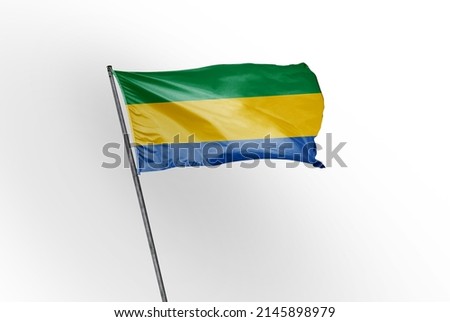 Gabon waving flag on a white background. - image