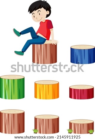 A boy with many different stump illustration