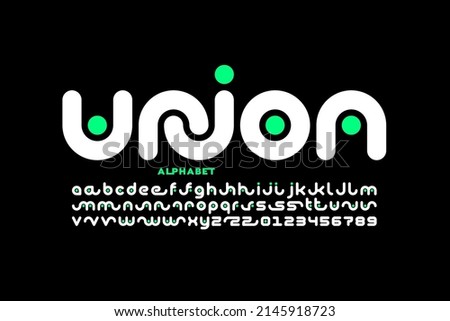 Linked letters font design, union alphabet letters and numbers vector illustration Royalty-Free Stock Photo #2145918723