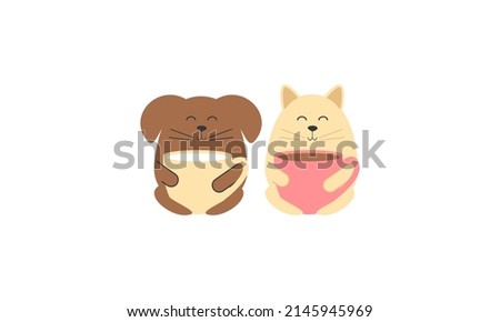 Cute cat and dog cartoon vector