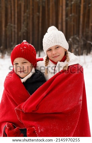 snowy winter before Christmas. children are sledding. playing in the snow.