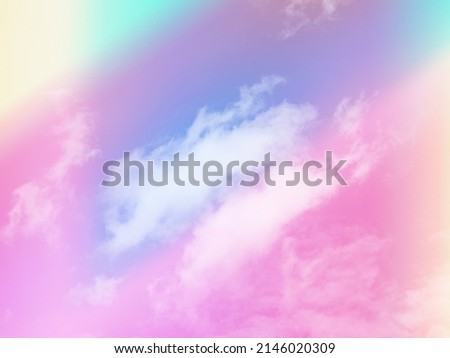 beauty sweet pastel pink blue colorful with fluffy clouds on sky. multi color rainbow image. abstract fantasy growing light