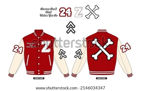 Simple Modern Minimalist Design Maroon And Cream Color Varsity Jacket Mockup V5 New Style Commercial Use Royalty-Free Stock Photo #2146034347