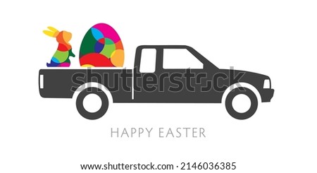 colorful happy easter greeting card - vector illustration concept on white background
