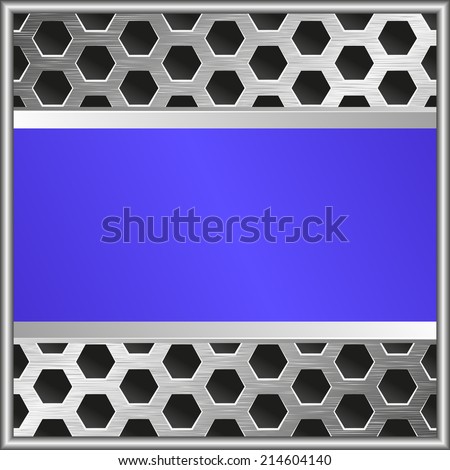 metallic background  with blue banner