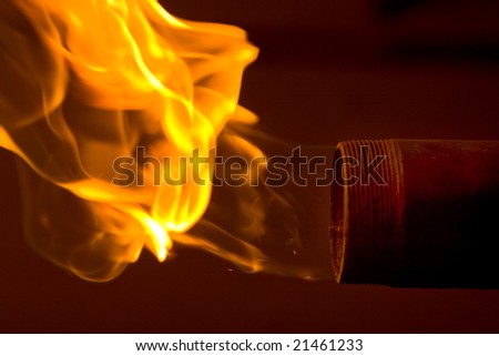 Closeup of red Fire on Black Background