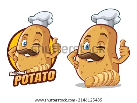 Delicious potato cartoon character mascot design Royalty-Free Stock Photo #2146125485