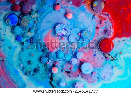 Colorful paint and bubble abstract background