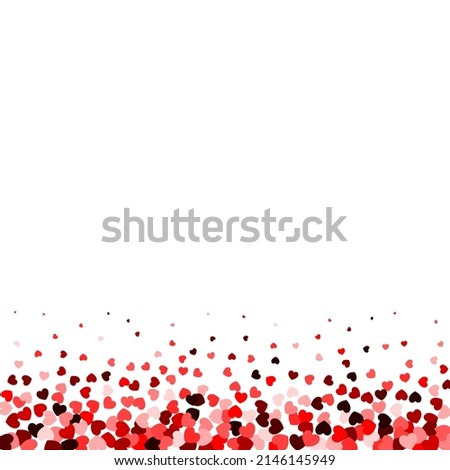 Red confetti heart border. Background for Valentine's Day or Weddings and Mother's Day