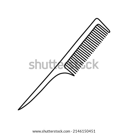 Comb. Hairdressing equipment line sketch. Professional hair dresser tool. Hand drawn doodle icon. Vector illustration. Barber symbol