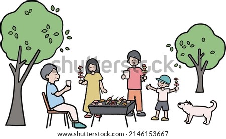 Clip art of people barbecuing.