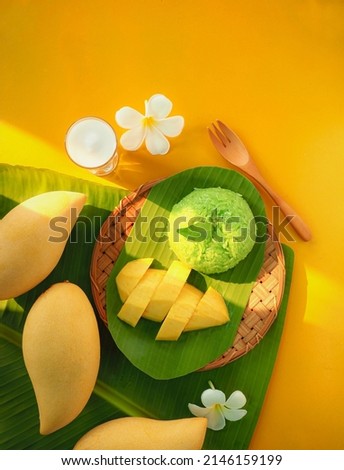 Mango Sticky Rice  Seasonal Thai desserts Royalty-Free Stock Photo #2146159199