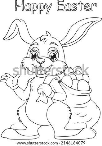 happy Easter funny children coloring book page