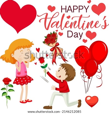 Valentine theme with lovers and roses illustration