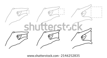 Pinch fingers to compare large, medium and small sizes with your fingertips. Vector illustration material
