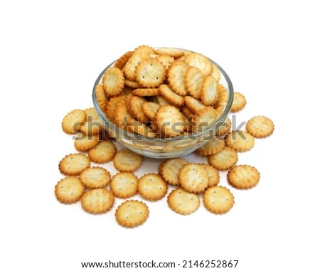 Cookies isolated in glass bowl on white background
