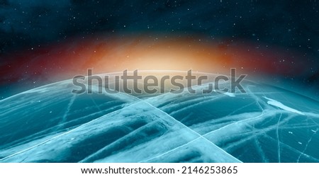 New ice age and Earth covered transparent ice "Elements of this image furnished by NASA"