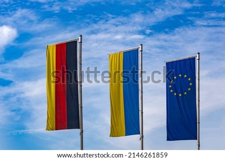 flag of europe germany and ukraine against the sky
