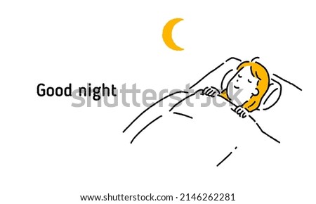 Simple illustration of a woman who sleeps well