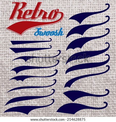 set of calligraphic elements for design inscriptions in retro style