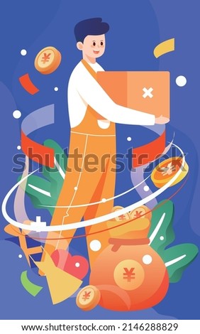 People online shopping home delivery service, vector illustration