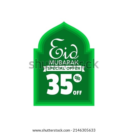 Illustration Vector Graphic of Eid Mubarak Special Offer 35% Off