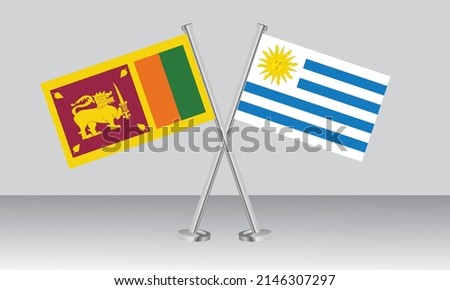Crossed flags of Sri Lanka and Uruguay. Official colors. Correct proportion. Banner design