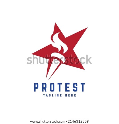 star and torch fire logo concept for protest community awareness concept