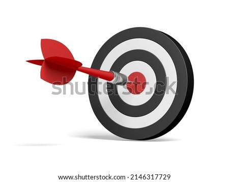 Dart and dartboard isolated on white background. Arrow. 3d illustration.