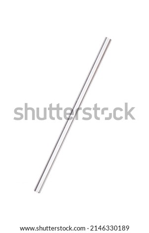 Detailed shot of a transparent glass straw. The eco-friendly reusable drinking straw is isolated on the white background. Royalty-Free Stock Photo #2146330189