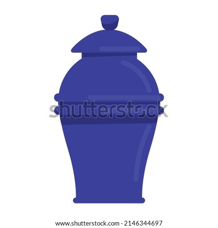 Funerary urn semi flat color vector object. Columbarium niche. Cremation service. Burial container. Full sized item on white. Simple cartoon style illustration for web graphic design and animation Royalty-Free Stock Photo #2146344697