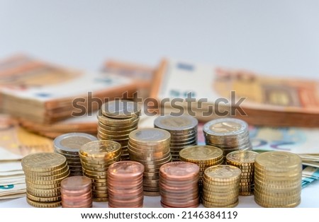 Lot of money with Bills and Coins