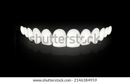 White Tooth With Black Background With Gradient Mesh, Vector Illustration