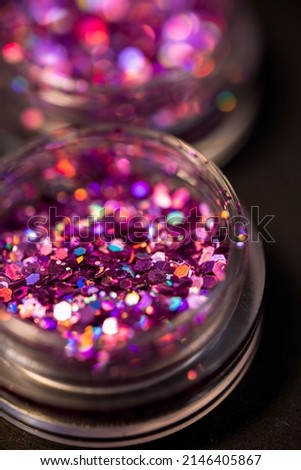 A selection of pink glitter for nail design