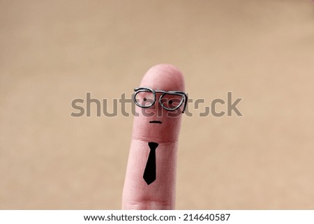 Confused irritated business man taken aback - funny finger drawing