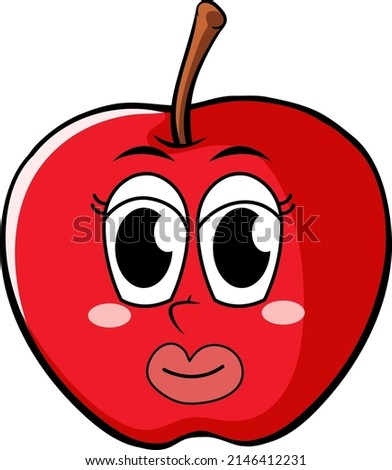 Red apple with happy face illustration