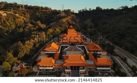 Bird’s Eye view of Hsi Lai Temple at dusk