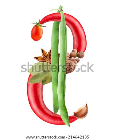 dollar sign made of green vegetables on white background