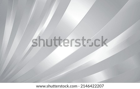 Abstract silver background with 3D curve pattern, interesting minimal chrome metal striped background. Bright silver stripy metallic backdrop. Metal curves stripes. Luxury digital concept.Vector EPS10