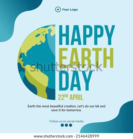 Creative Happy earth day banner design template. Royalty-Free Stock Photo #2146428999