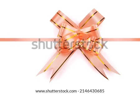 Decorative bow with horizontal ribbon isolated on white background