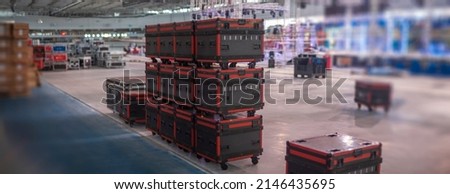 preparation for the concert. Equipment boxes